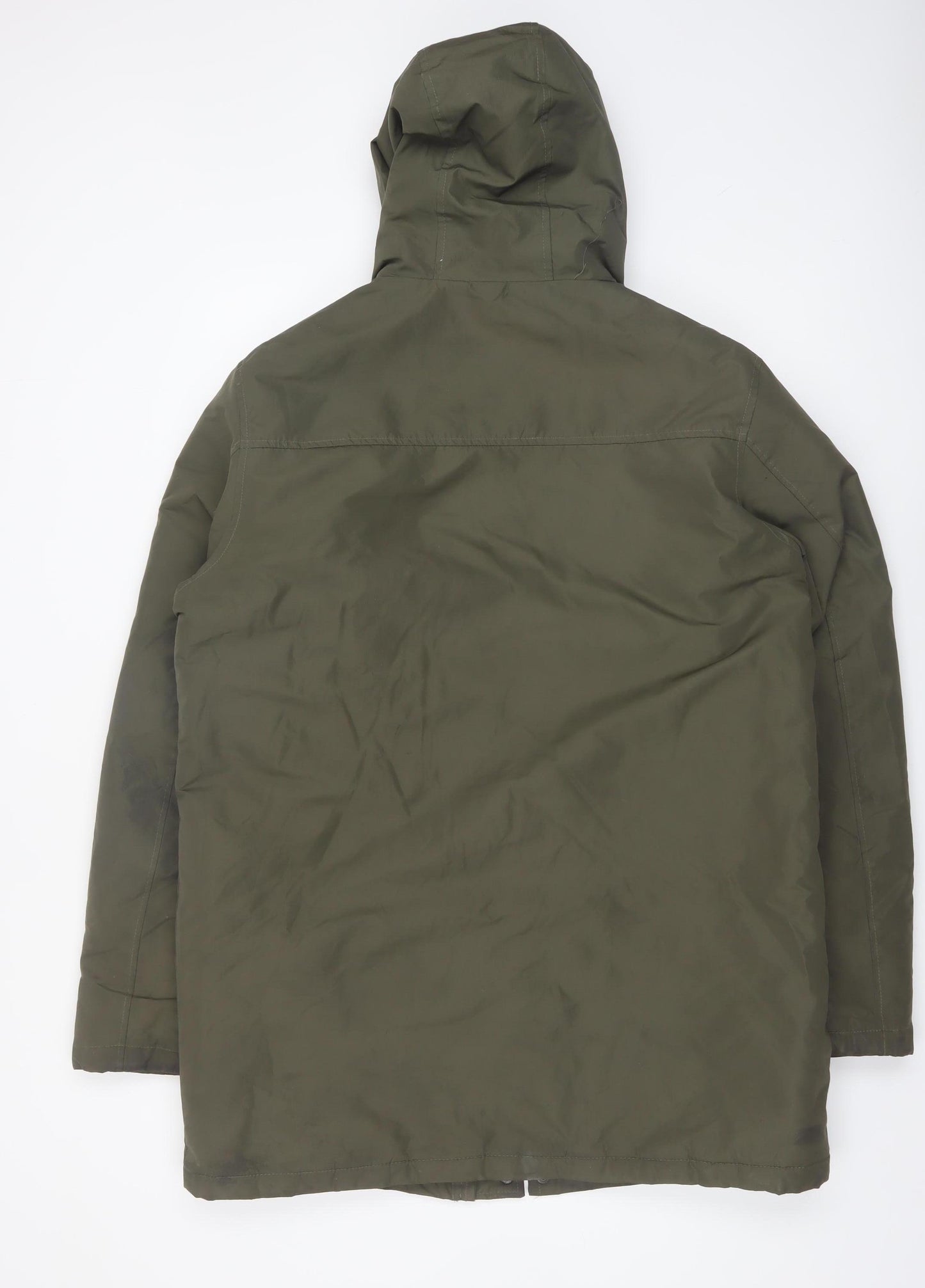 Threadbare Men's Green Parka Coat L Hooded Winter Jacket