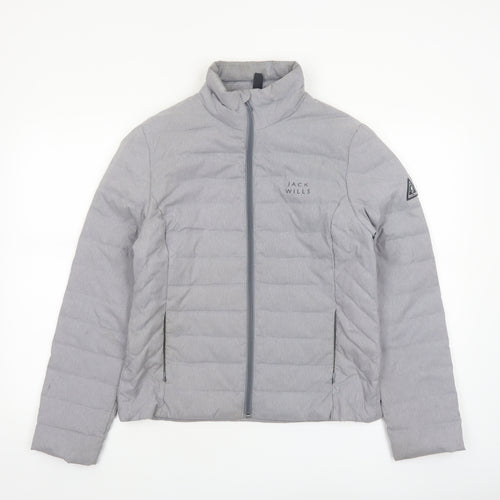 Jack Wills Womens Grey Puffer Jacket Size 12 Regular Fit