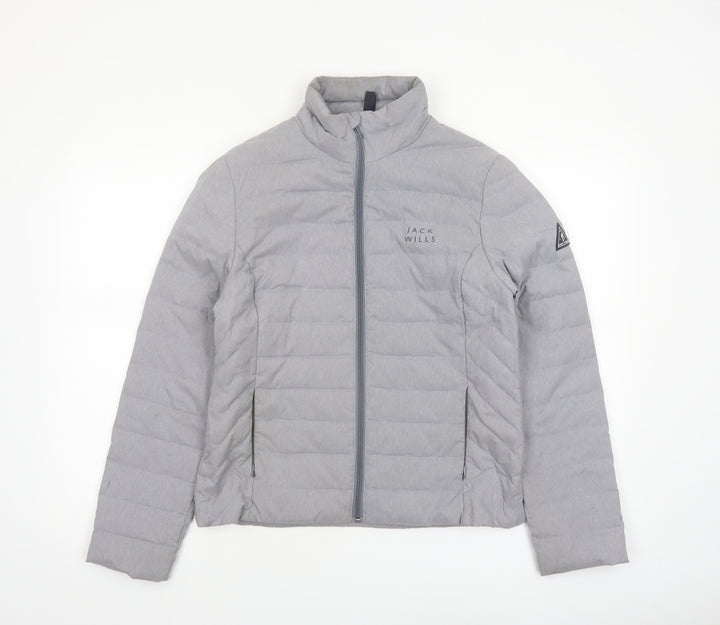 Jack Wills Womens Grey Puffer Jacket Size 12 Regular Fit