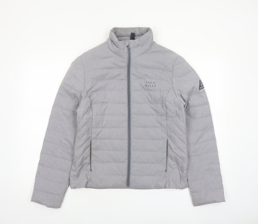 Jack Wills Womens Grey Puffer Jacket Size 12 Regular Fit