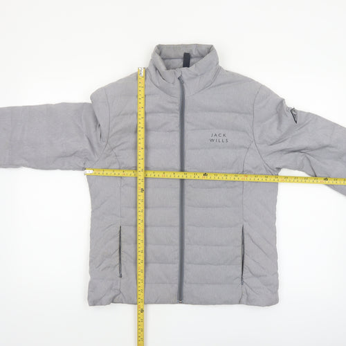 Jack Wills Womens Grey Puffer Jacket Size 12 Regular Fit