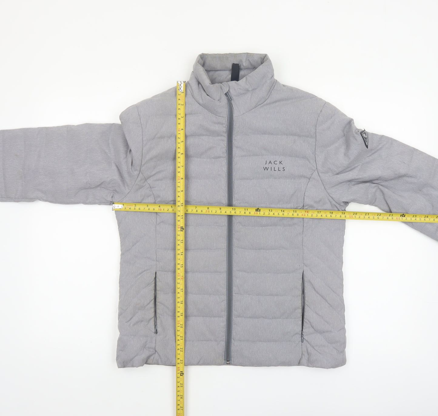 Jack Wills Womens Grey Puffer Jacket Size 12 Regular Fit