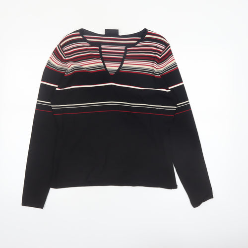 Principles Womens Multicoloured Striped V-Neck Long Sleeve Jumper Size 18