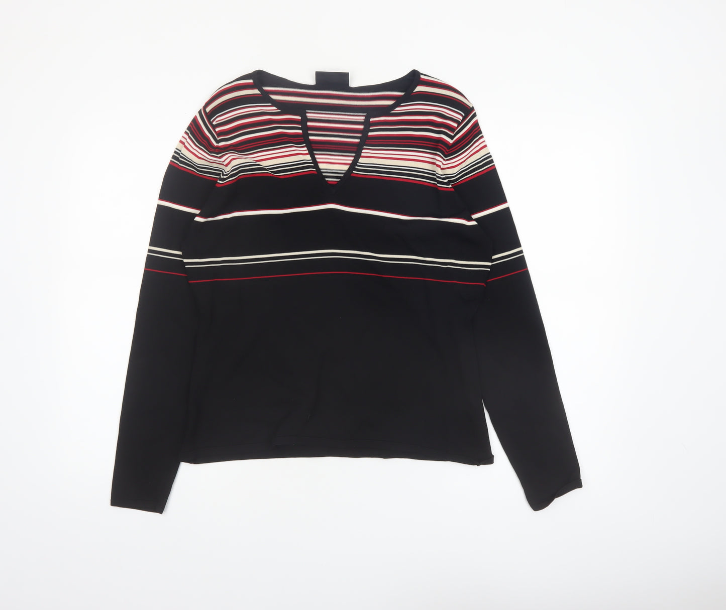 Principles Womens Multicoloured Striped V-Neck Long Sleeve Jumper Size 18