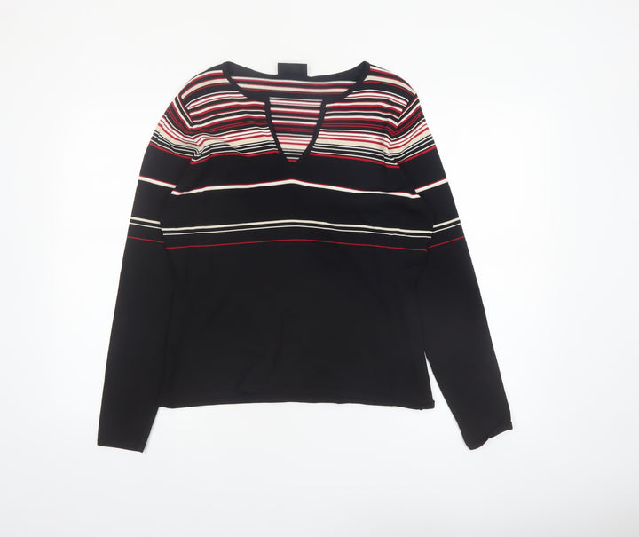 Principles Womens Multicoloured Striped V-Neck Long Sleeve Jumper Size 18