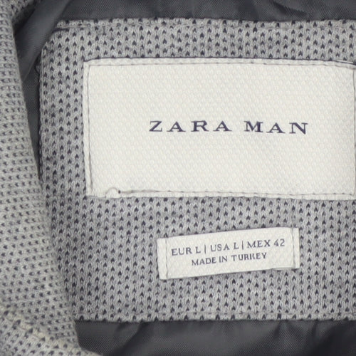 Zara Man Grey Bomber Jacket Men's L 42in Polyester Cotton