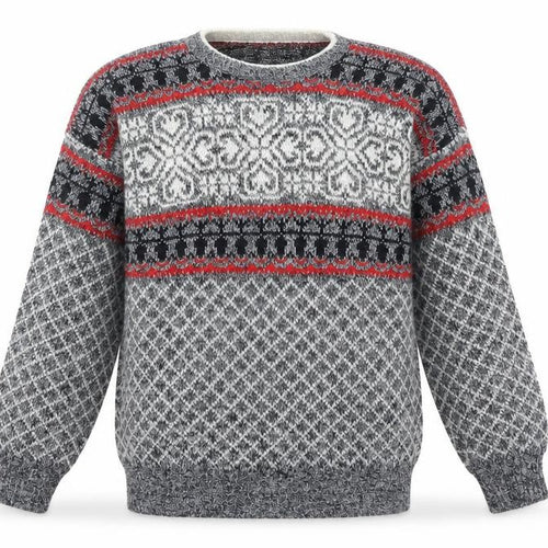Deeko Men's Grey Fair Isle Acrylic Pullover Jumper M Vintage Knitwear