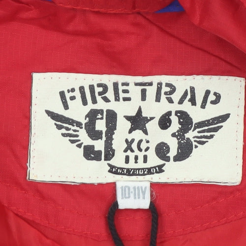 Firetrap Boys Red Hooded Full Zip Windbreaker Jacket 10-11 Years