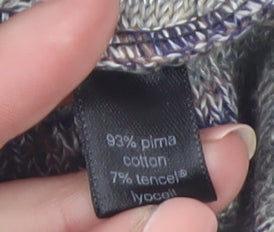 Peruvian Connection Women Grey Cardigan M Short Sleeve Knit Cotton Blend