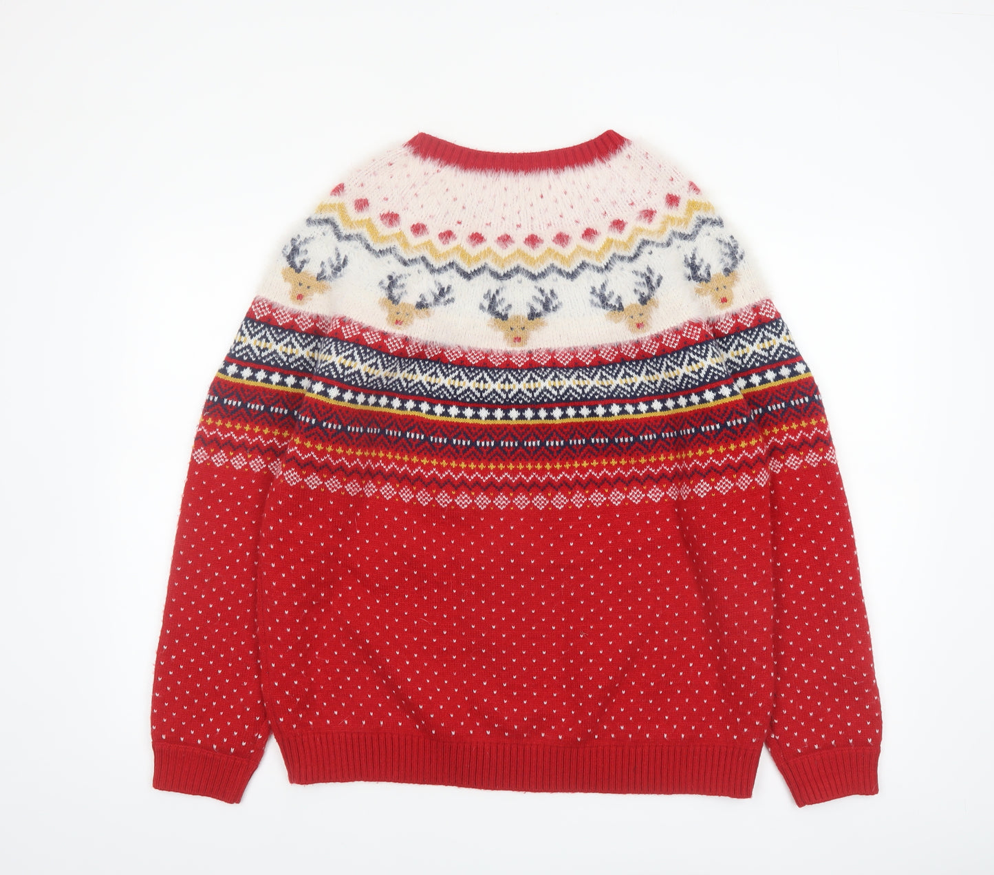 F&F Women's Red Christmas Reindeer Fair Isle Jumper Size 16