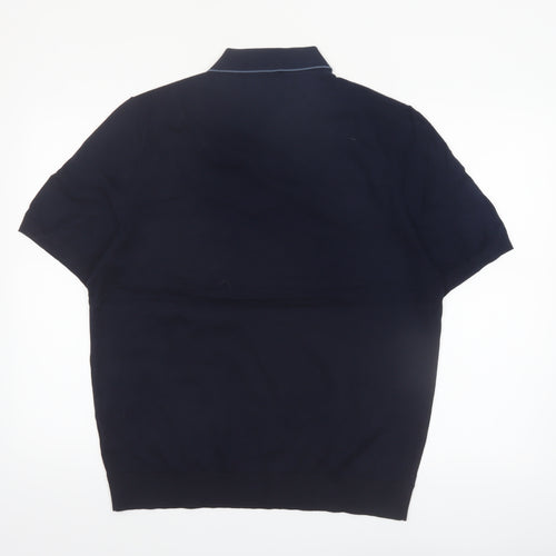 Marks and Spencer Men's Blue Cotton Polo Shirt Size L