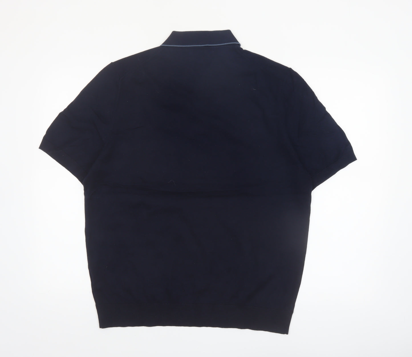 Marks and Spencer Men's Blue Cotton Polo Shirt Size L