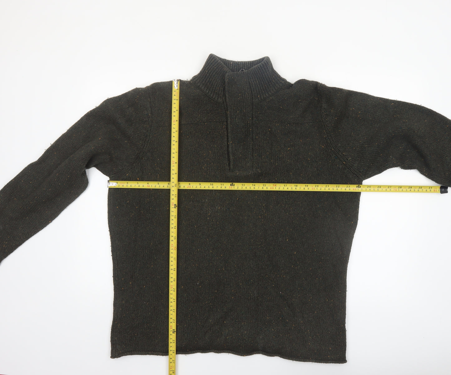 Rocha John Rocha Men’s Green 1/4 Zip Wool Blend Jumper L