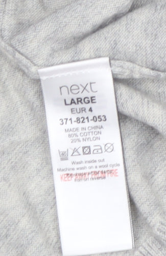 Next Men's Grey Cotton V-Neck Jumper Size L Lightweight Knit