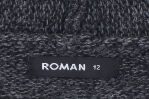 Roman Womens Grey Fair Isle Hooded Pullover Jumper Size 12