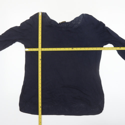 Massimo Dutti Women's Blue Linen Long Sleeve Basic Top Size 14