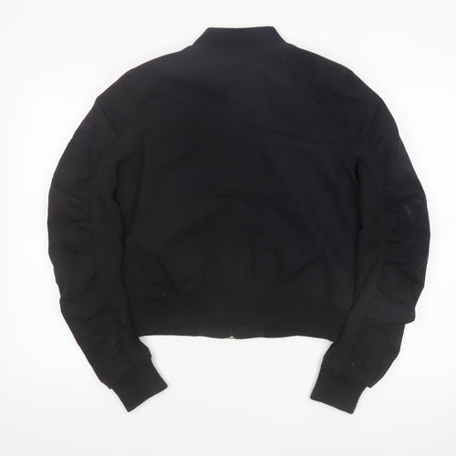 Papaya Womens Black Bomber Jacket Size 12 Faux Fur Lined
