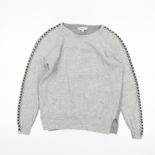 L.K. Bennett Women’s Grey Wool Cashmere Studded Pullover Jumper S