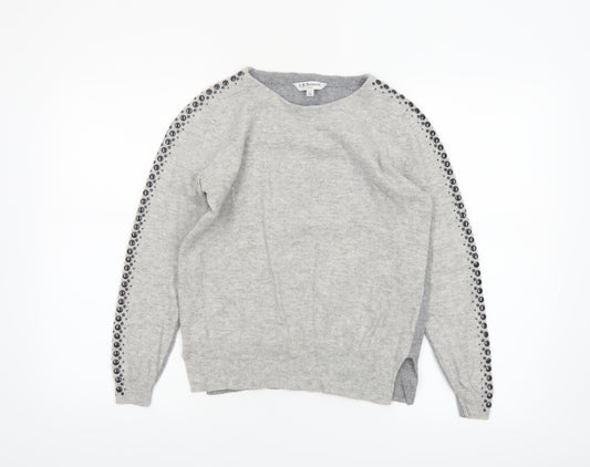 L.K. Bennett Women’s Grey Wool Cashmere Studded Pullover Jumper S