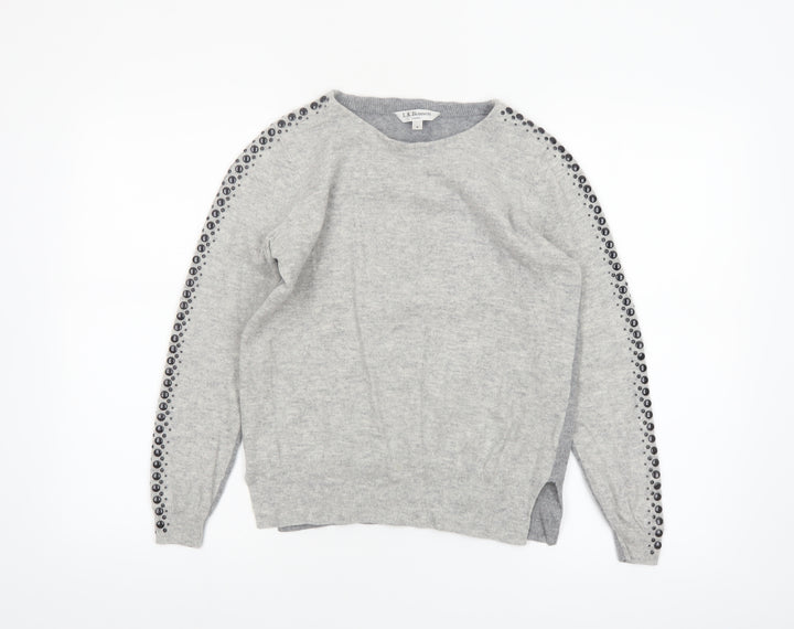 L.K. Bennett Women’s Grey Wool Cashmere Studded Pullover Jumper S