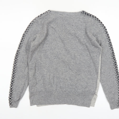 L.K. Bennett Women’s Grey Wool Cashmere Studded Pullover Jumper S