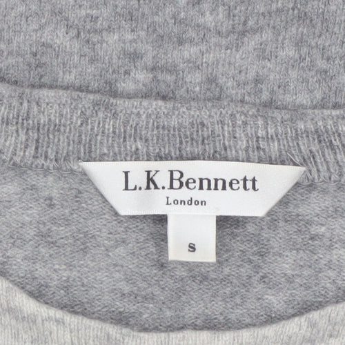 L.K. Bennett Women’s Grey Wool Cashmere Studded Pullover Jumper S