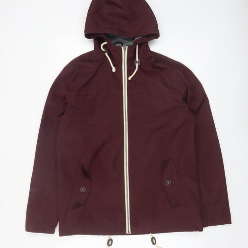 Brave Soul Men's Red Hooded Parka Jacket Size M Lined Zip Casual