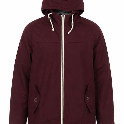 Brave Soul Men's Red Hooded Parka Jacket Size M Lined Zip Casual