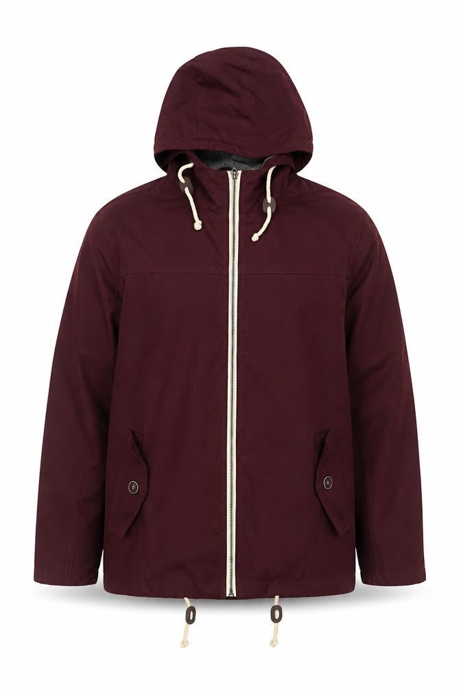 Brave Soul Men's Red Hooded Parka Jacket Size M Lined Zip Casual