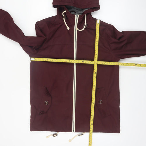 Brave Soul Men's Red Hooded Parka Jacket Size M Lined Zip Casual