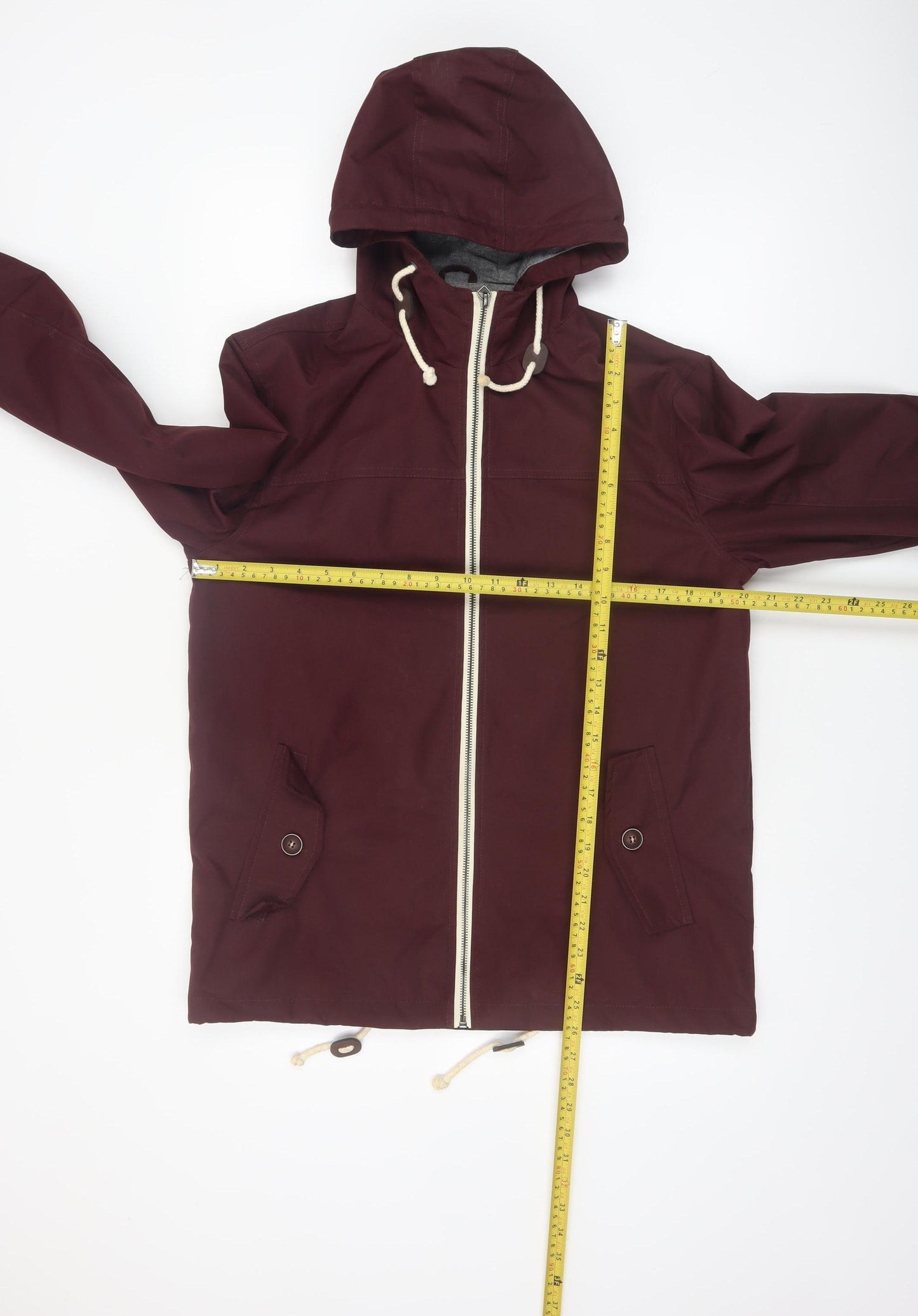 Brave Soul Men's Red Hooded Parka Jacket Size M Lined Zip Casual
