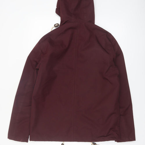 Brave Soul Men's Red Hooded Parka Jacket Size M Lined Zip Casual