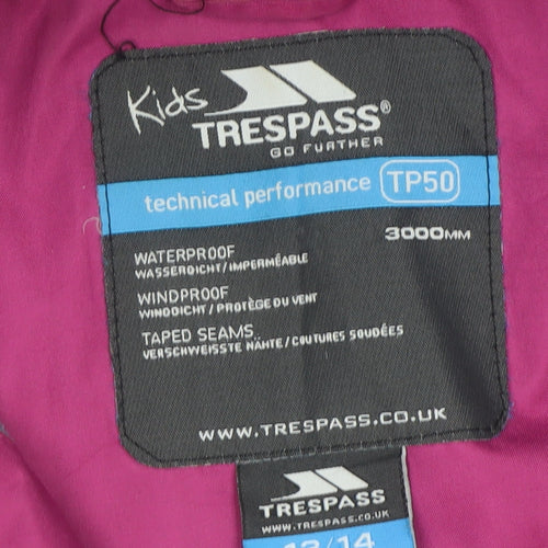 Trespass Girls Pink Waterproof Hooded Rain Jacket 13-14 Years