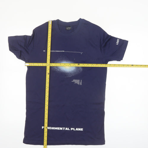 Lost Soles Men's Navy Space Graphic Cotton T-Shirt Size M