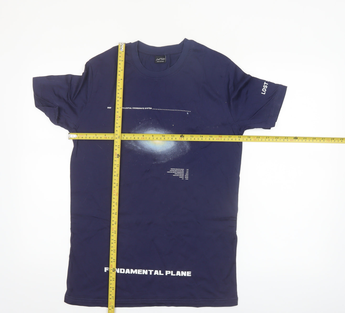 Lost Soles Men's Navy Space Graphic Cotton T-Shirt Size M
