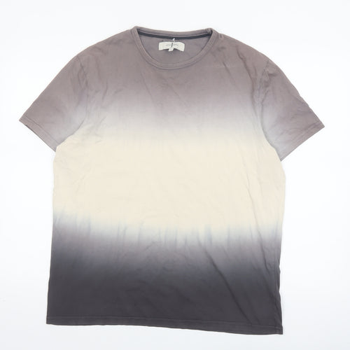 Jasper Conran Men's Grey Ombre Cotton Crew Neck T-Shirt Size L