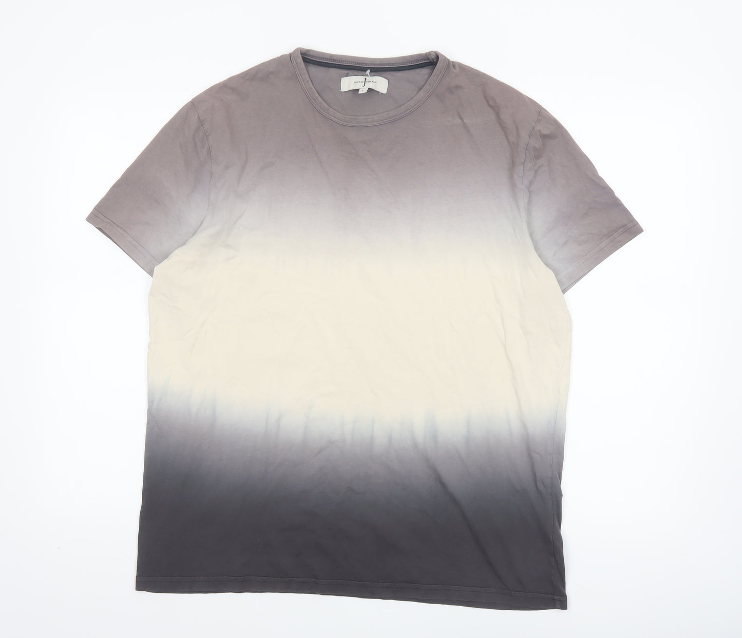 Jasper Conran Men's Grey Ombre Cotton Crew Neck T-Shirt Size L
