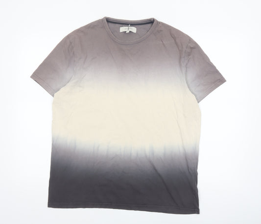 Jasper Conran Men's Grey Ombre Cotton Crew Neck T-Shirt Size L