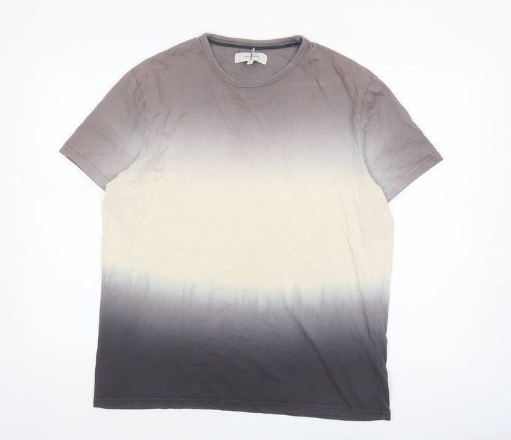 Jasper Conran Men's Grey Ombre Cotton Crew Neck T-Shirt Size L