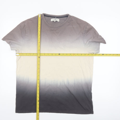 Jasper Conran Men's Grey Ombre Cotton Crew Neck T-Shirt Size L