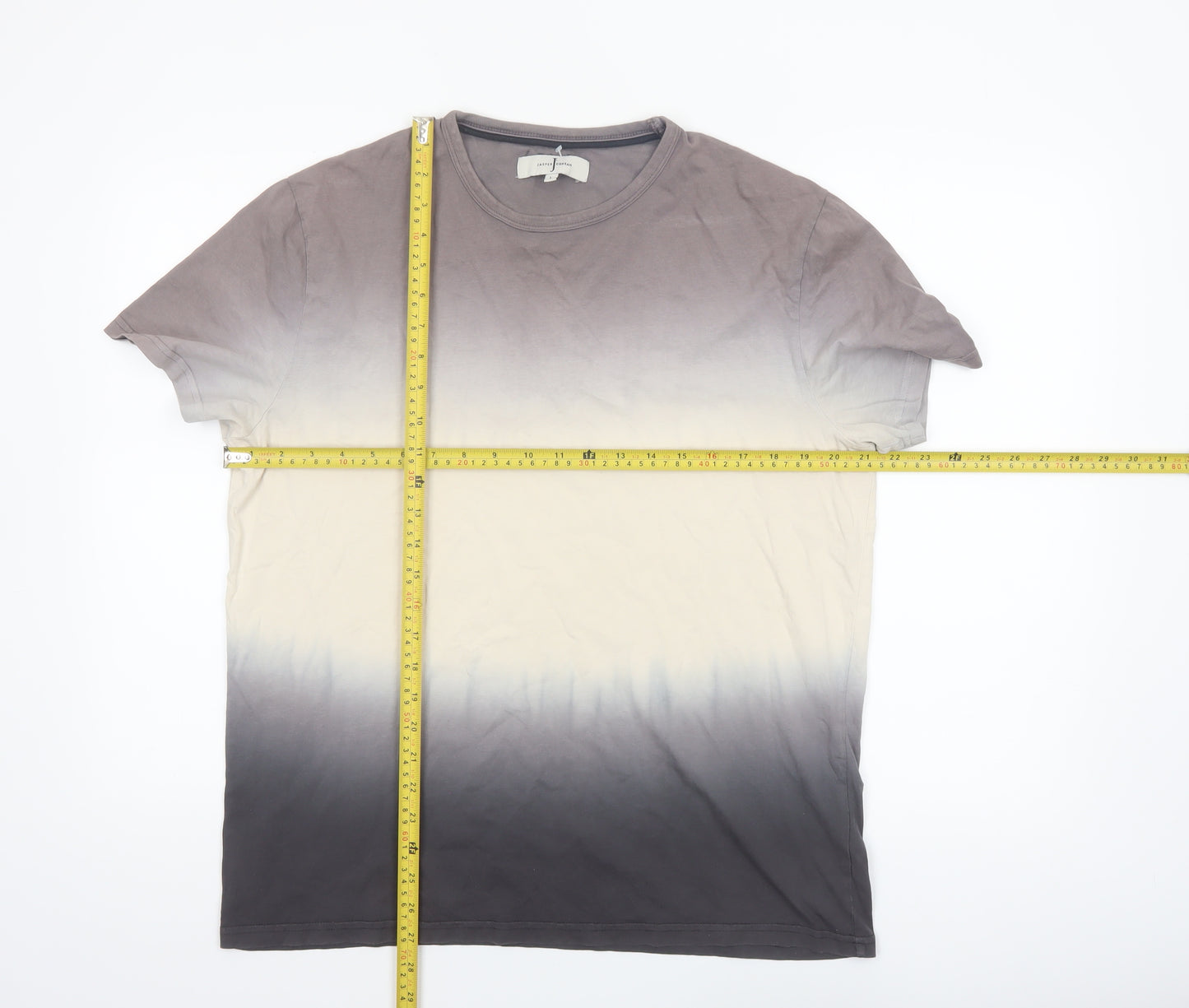 Jasper Conran Men's Grey Ombre Cotton Crew Neck T-Shirt Size L