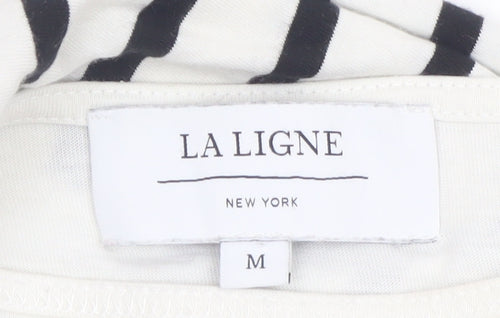 La Ligne Women’s White Striped Cropped Cotton T-Shirt M