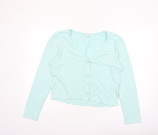Jeff&Co Women’s Green V-Neck Button Cardigan Size 14