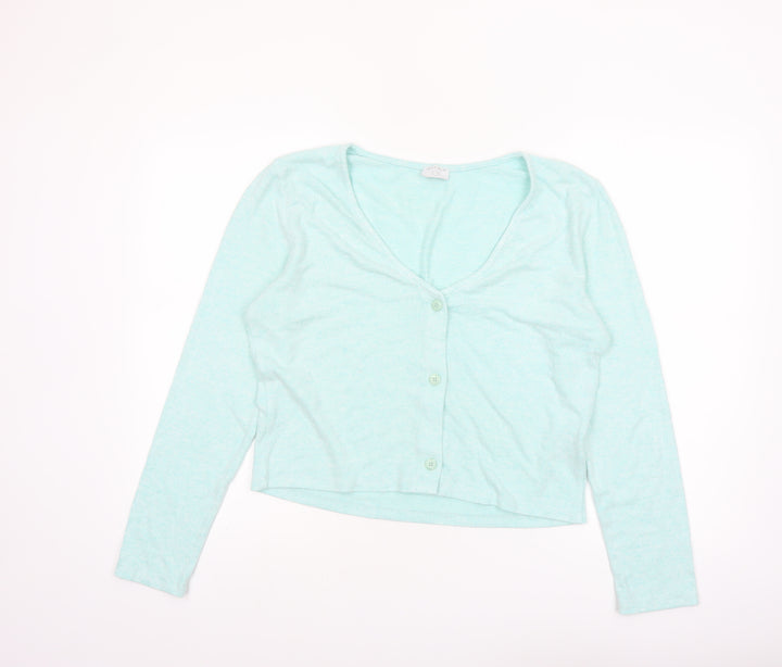 Jeff&Co Women’s Green V-Neck Button Cardigan Size 14