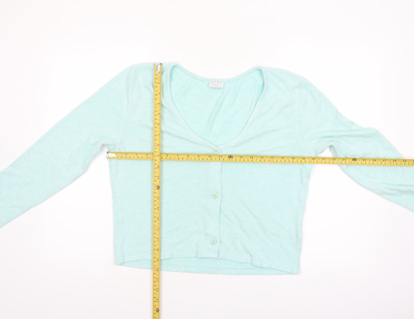 Jeff&Co Women’s Green V-Neck Button Cardigan Size 14