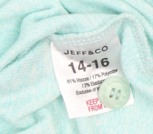 Jeff&Co Women’s Green V-Neck Button Cardigan Size 14