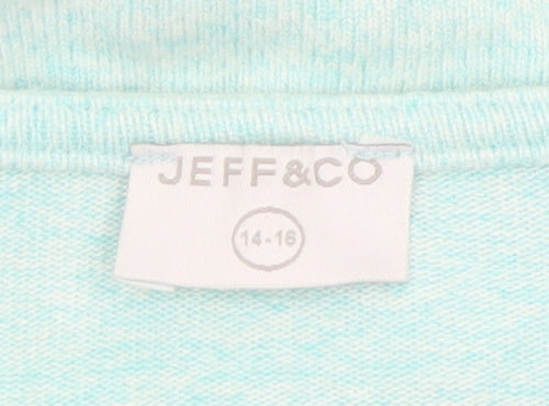 Jeff&Co Women’s Green V-Neck Button Cardigan Size 14