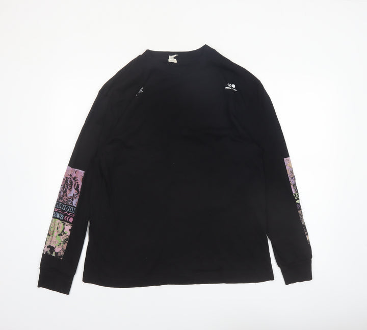 River Island Men’s Black Graphic Long Sleeve Cotton Shirt L