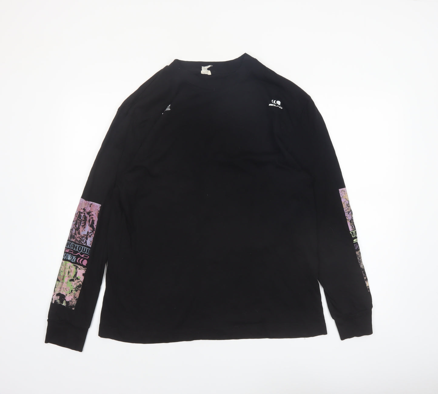 River Island Men’s Black Graphic Long Sleeve Cotton Shirt L