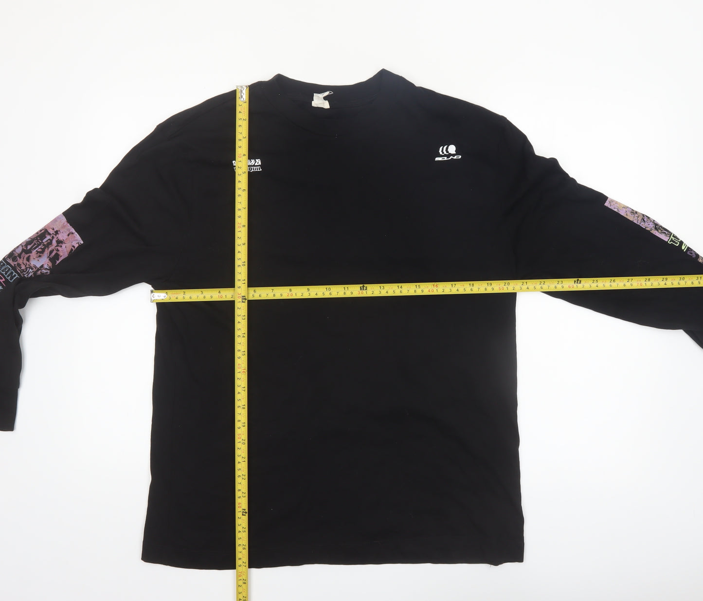 River Island Men’s Black Graphic Long Sleeve Cotton Shirt L